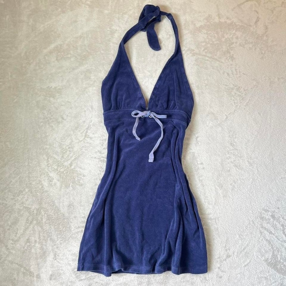Y2k Blue Venus Halter Neck Mini Dress Womens Medium Summer